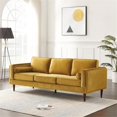thumbnail image 3 of Pemberly Row Mid Century Modern Hudson Yellow Gold Velvet Sofa 88", 3 of 7