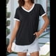 thumbnail image 5 of Camisetas de Corta con Cuello en V para Mujer, Talla XL, Color Negro, 5 of 6