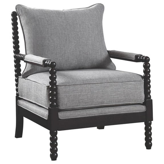 Blanchett Upholstered Bobbin Accent Chair Grey and Cappuccino