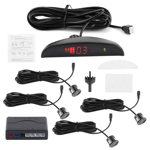 Monitor de radar para aparcamiento de coches, Detector de marcha atrás automático de 12V CC con 4 sensores Jadeshay A