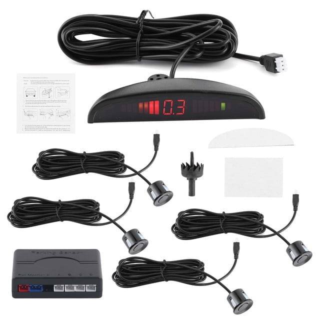 Monitor de radar para aparcamiento de coches, Detector de marcha atrás automático de 12V CC con 4 sensores Jadeshay A