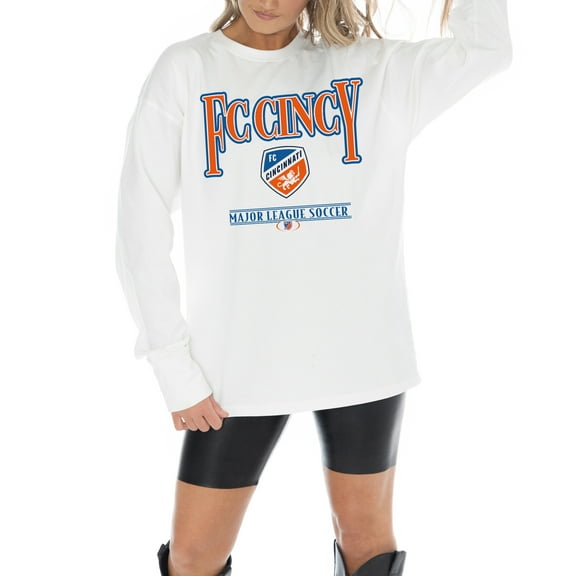 Women's-Gameday Couture  White FC Cincinnati Shining Spirit Oversized Long Sleeve T-Shirt