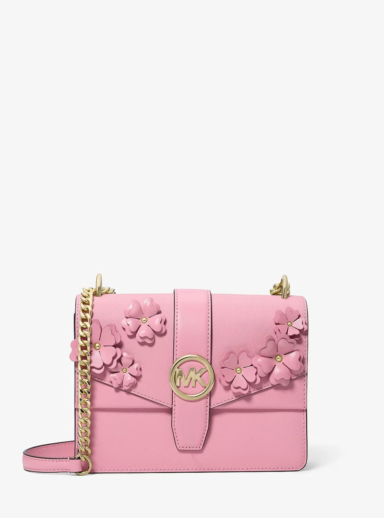 Michael Kors Outlet Mimi Medium Leather Messenger Bag - POWDER