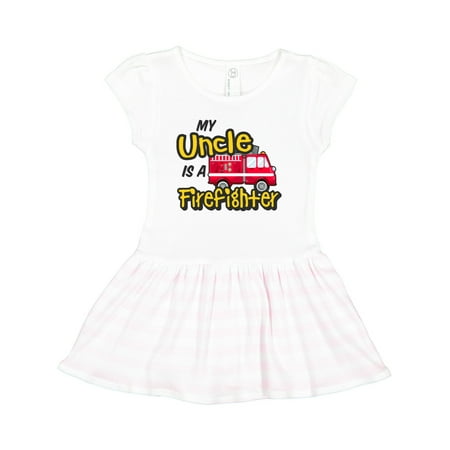 

Inktastic My Uncle is a Firefighter with Fire Truck Gift Toddler Girl Dress