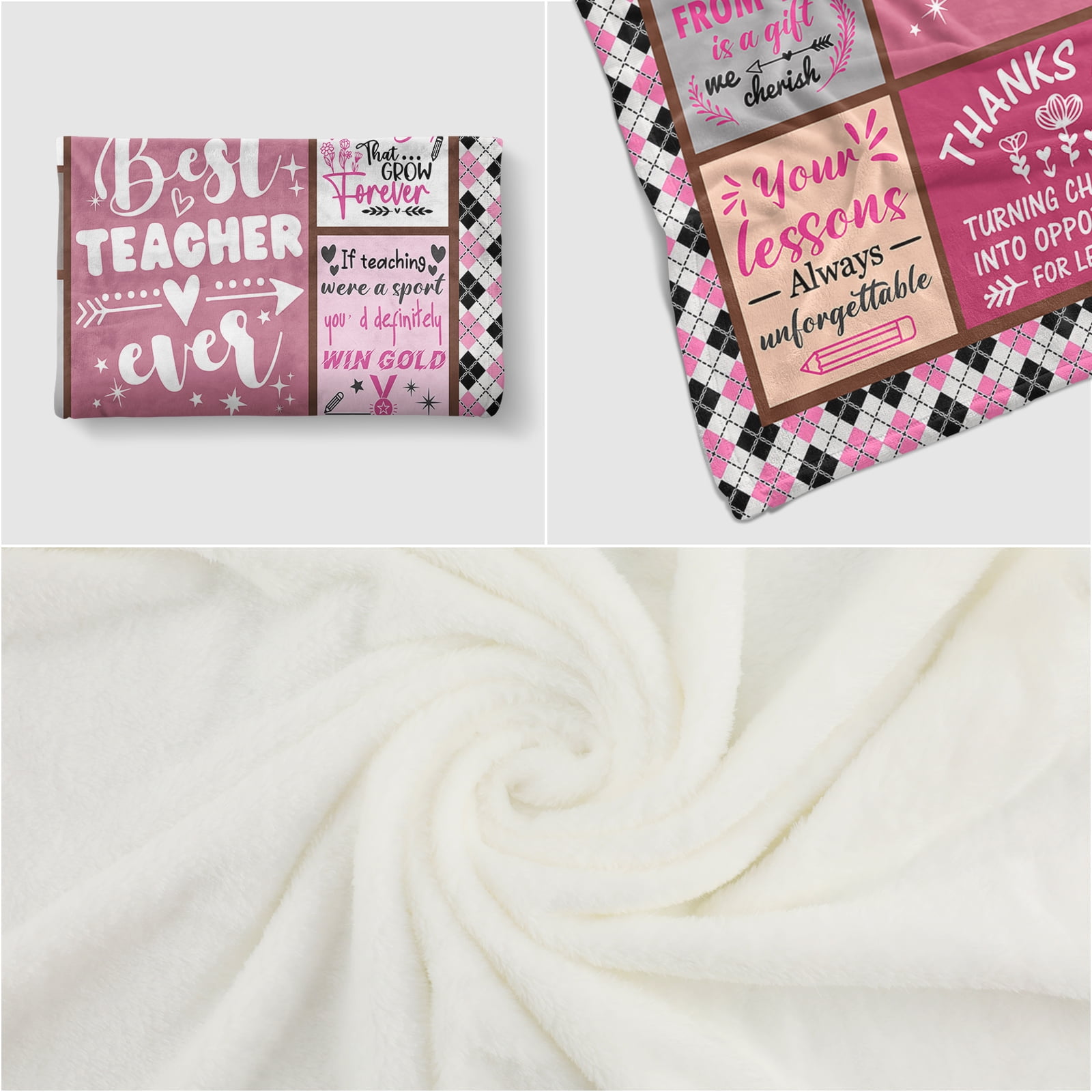Funnil Teacher Throw Blanket Gifts Teacher Appreciation Gifts for Women Men,Best Teacher Birthday Gifts,Teacher's Day,Graduation Gifts,Thank You Teacher Gifts from Students 50x60" Pink