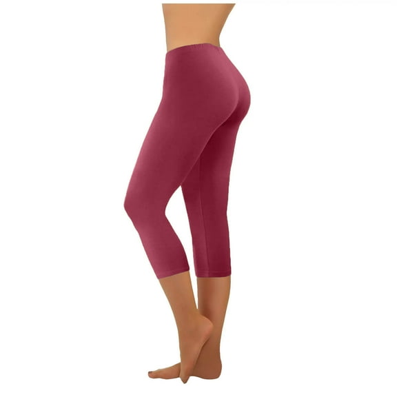 Mepaouo Capri Leggings for Women High Waisted Soft Slim Yoga Pants for Workout Running(,2XL)