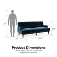 DHP Ruby Upholstered Futon, Convertible Sofa Bed & Couch, Blue Velvet