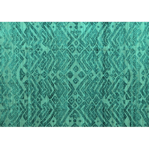 Ahgly Company Indoor Rectangle Abstract Turquoise Blue Modern Area Rugs, 2' x 5'
