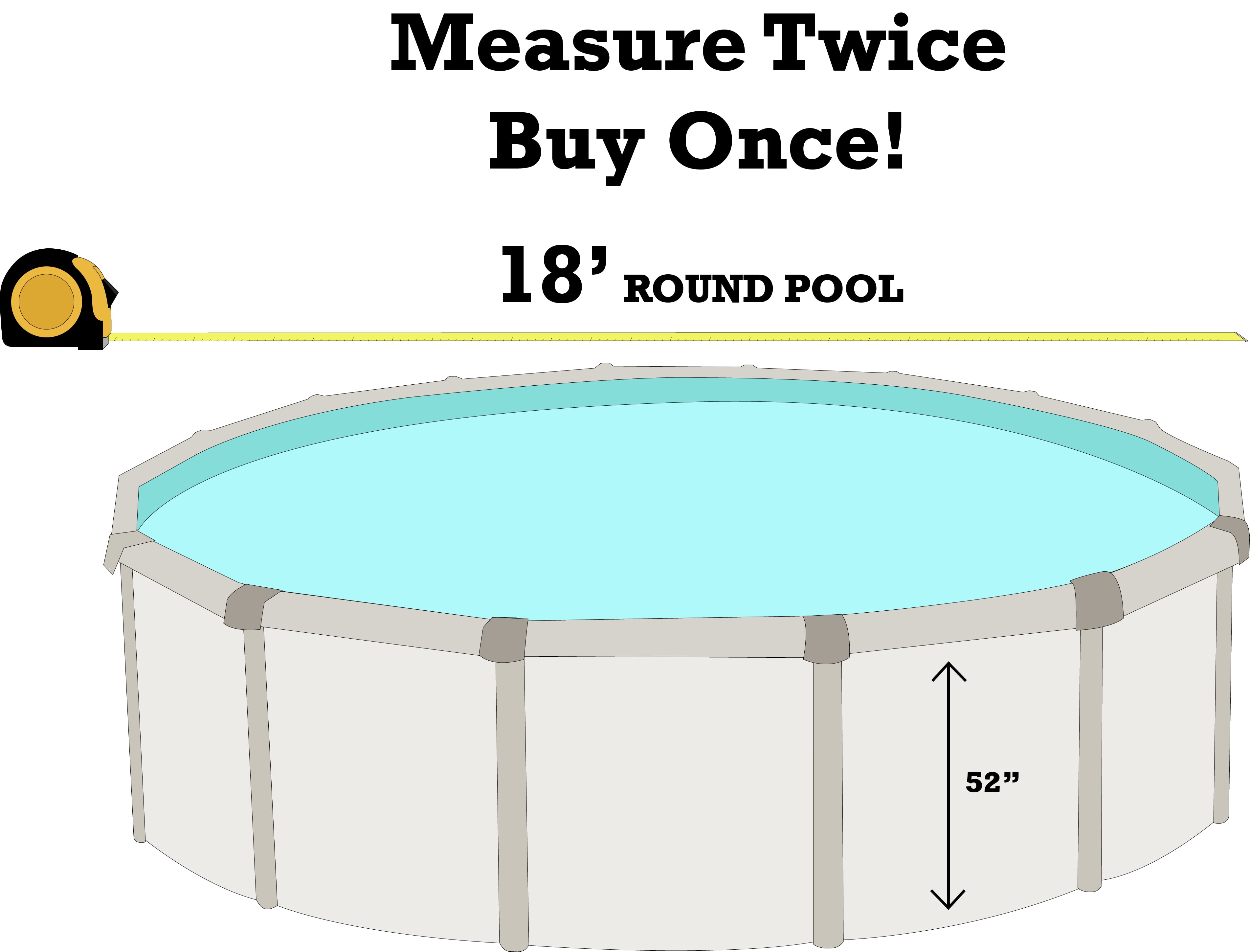 18' x 52" Round Unibead Laguna Tile Above Ground Swimming Pool Li...