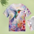 thumbnail image 4 of Flower Hummingbird Women's Short Sleeve T-Shirt Crew Neck Casual Summer Trendy Loose Fit Tops, 4 of 6