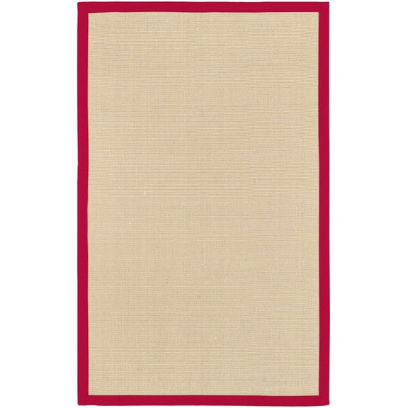 Hauteloom Glennallen Jute Living Room, Bedroom Area Rug - Natural Fibers - Tan, Red - 5' x 8'