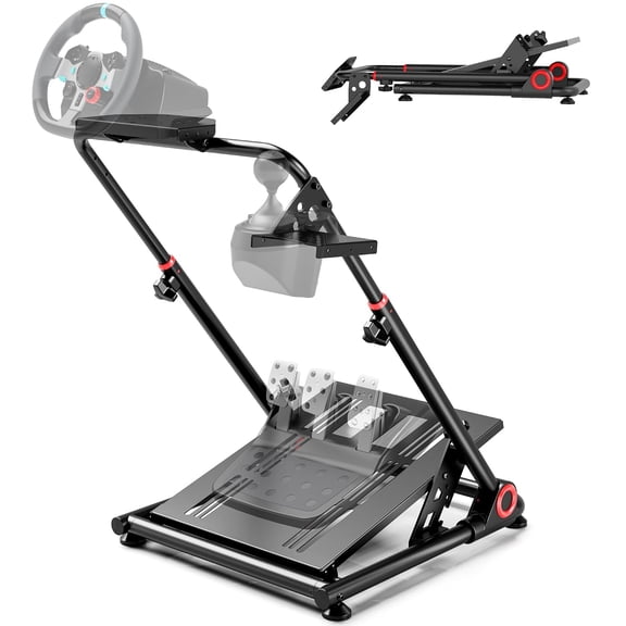 ARES WING Foldable Racing Wheel Stand with Shifter Mount, Adjustable Sim Racing Stand for Logitech G25 G27 G29 G920 G923 and Thrustmaster T300 T500 T248