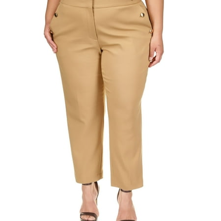 Michael Kors Womens Sailor-Button Casual Trouser Pants Beige Plus Size 16W