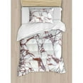 thumbnail image 3 of Marble Queen Size Duvet Cover Set, Dolomite Rocks Pattern with Characteristic Swirls and Cracked Lines Abstract Art, Decorative 3 Piece Bedding Set with 2 Pillow Shams, Beige Brown, by Ambesonne, 3 of 3