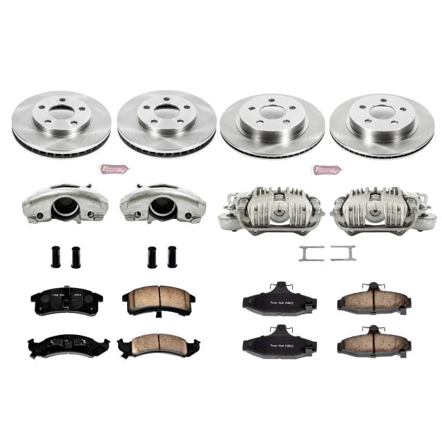 PowerStop Front and Rear Stock Replacement Brake Pad and Rotor Kit with Calipers Fits: CHEVROLET PONTIAC Select Models KCOE1535