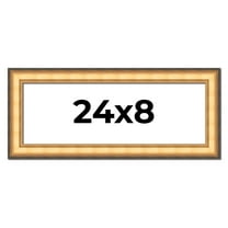 24x8 Frame Gold Plein Aire Solid Wood Picture Frame Width 2 Inches | Interior Frame Depth 0.5