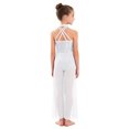 thumbnail image 4 of Aislor Big Girls Mesh Split Wide-Leg Bodysuit Sequins Bodice Figure Skating Jumpsuit Gymnastics Leotard White 8, 4 of 7