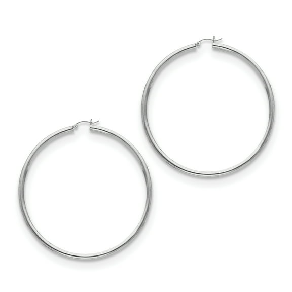 Primal Silver Sterling Silver Rhodium-plated 3mm Round Hoop Earrings