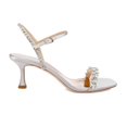 thumbnail image 2 of XYD Women Shiny Rhinestone Studded Mid Heels Open Square Toe Ankle Strap Sandals Fashion Party Prom Bridal Shoes Size 5 Light Gray, 2 of 4