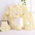 thumbnail image 2 of TAmten Baby Girl Clothes 0-3 Months 7PCS Newborn 0-3M Boys Girls Baby Cotton Clothes Bib Tops Hat Pants Bellyband Suit Outfit Sets OneSize Light Yellow ,0-3 Months, 2 of 4
