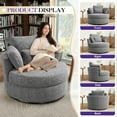 thumbnail image 5 of FFH Swivel Accent Chair, Comfy Chenille Barrel Swivel Chair for Living Room, Metal Base, Gray, 5 of 8