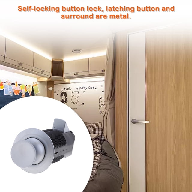 stanreset Push Button Durable Door Lock Knob MP Point Thickness Cupboard Drawer Cabinet Locks Marine RV Van Accessories