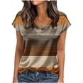 thumbnail image 2 of T-Shirt for Women V Neck Short Sleeve Casual Fashion Loose Fit Striped Print Soft Breathable Summer Tops Lightweight Daily Leisure Apparel, 2 of 6