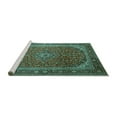 thumbnail image 2 of Ahgly Company Machine Washable Indoor Rectangle Medallion Turquoise Blue Traditional Area Rugs, 6' x 9', 2 of 4