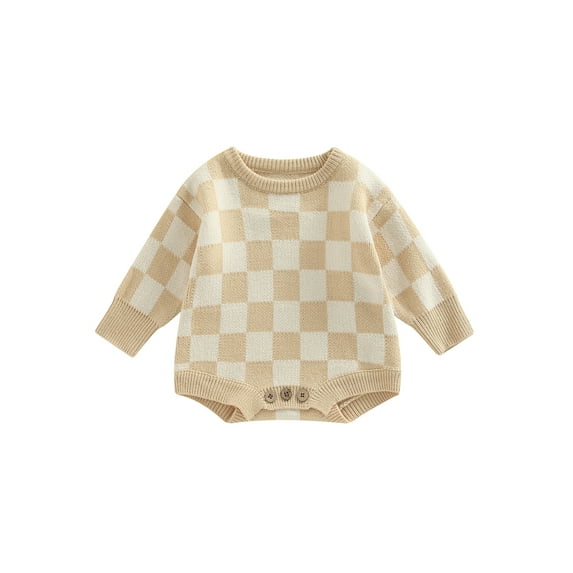 Seyurigaoka Baby Boy Girl Romper Tops Long Sleeve Plaid Print Bodysuits Casual Fall Spring Short Crotch Button Jumpsuit