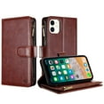 thumbnail image 3 of Designed for Samsung Galaxy S24 5G Premium Leather Zipper Wallet Credit Card Slots Money Pocket Clutch Pouch Stand & Strap Phone Case Cover [Brown], 3 of 5