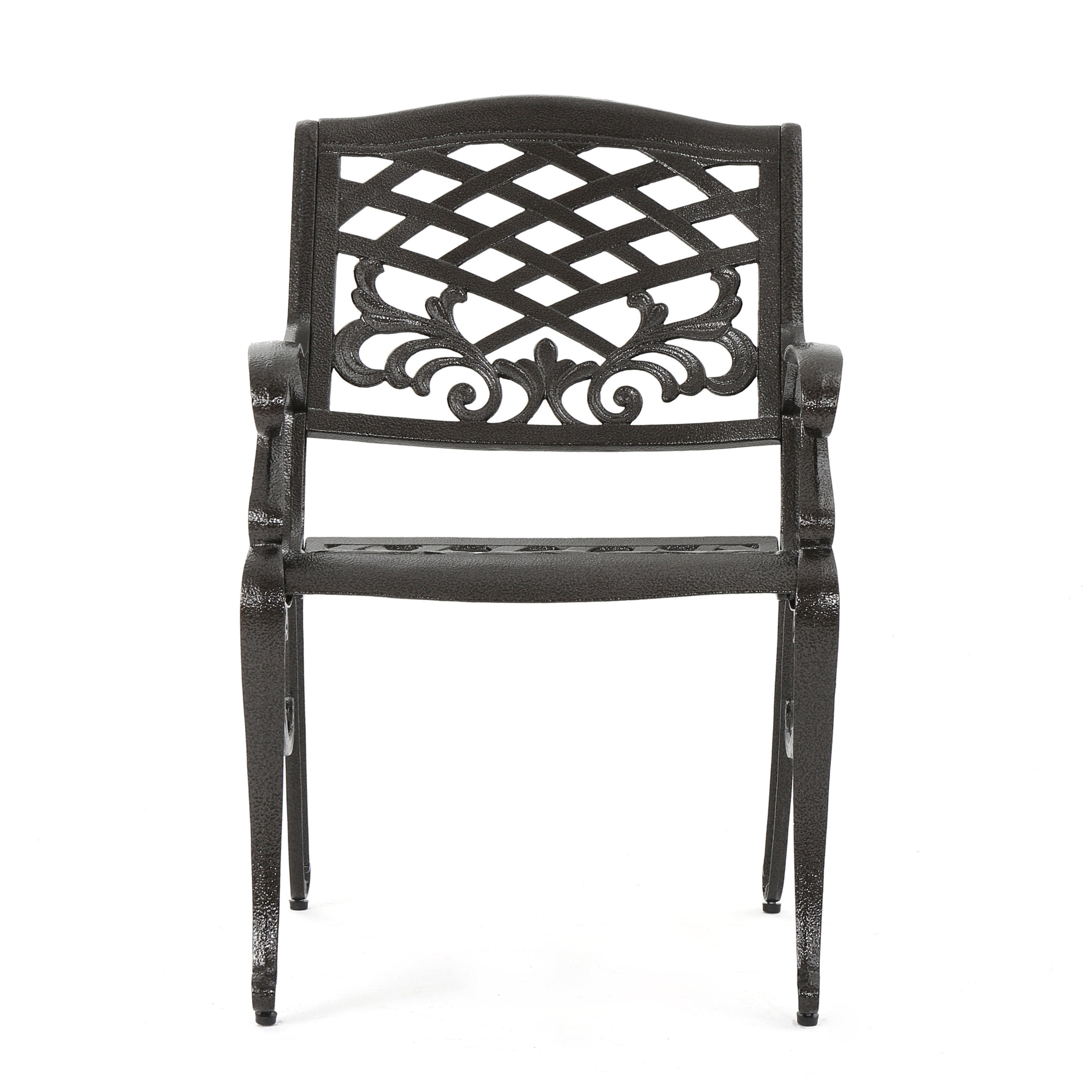 Outdoor Cast Aluminum Dining Chair Set of 2, Stable Household Seats for Patio Garden, Bronze