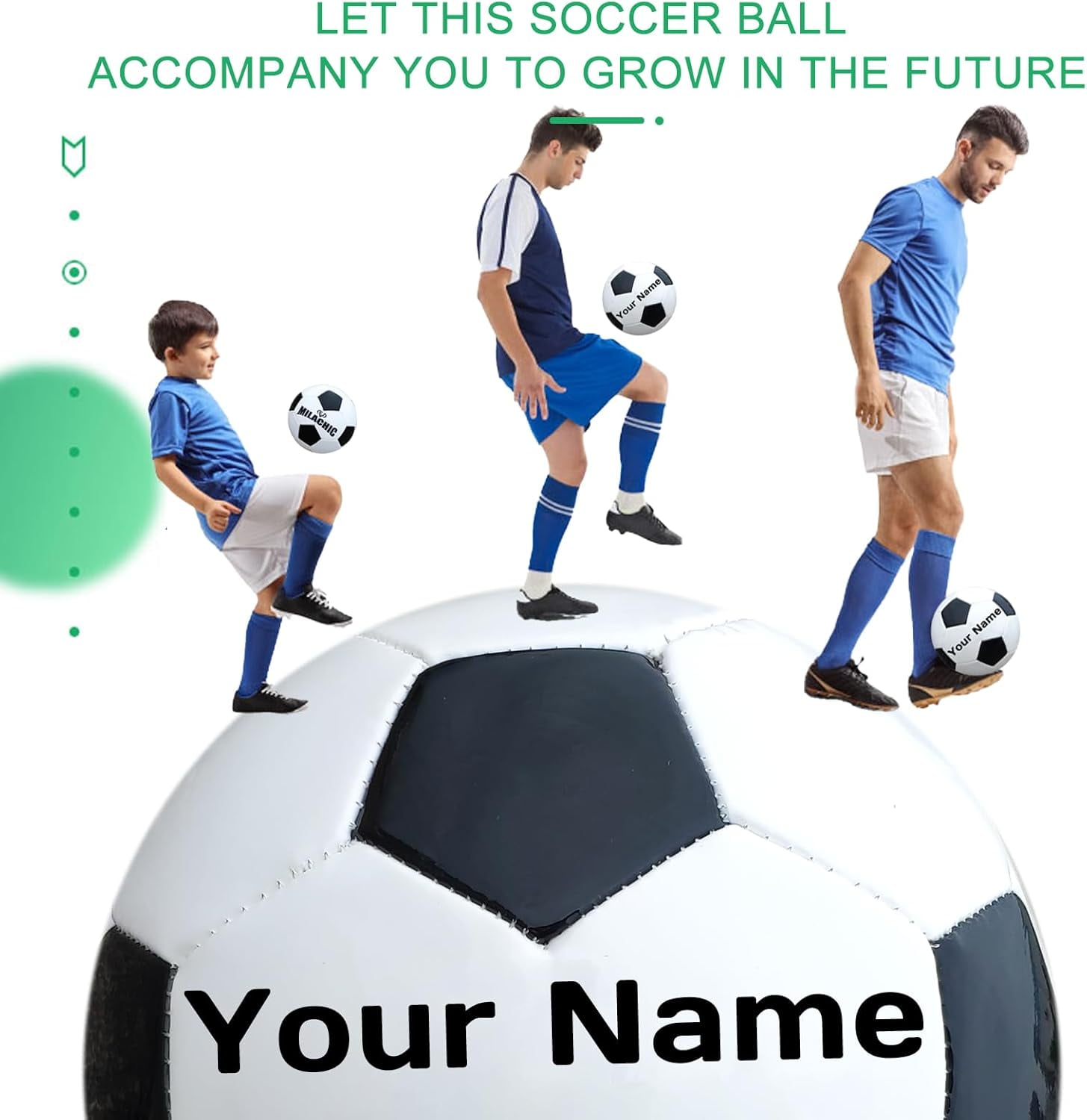 Personalized Soccer Ball, Customized Traditional Soccer Ball Gift with Name, Text for Teens Youth Men Women (with Pump)