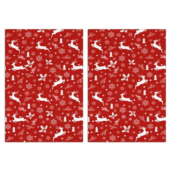 2 Pcs Funny Kitchen Towels,Red Christmas Reindeer and Snowflake Pattern Microfiber Dish Towels,Kitchen Tea Towels,Kitchen Towel Set (18" X 26")