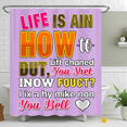 thumbnail image 1 of Whimsical Light Purple Shower Curtain with Playful Misspelled Text & Heart Design - Fun Bathroom Decor, 1 of 4