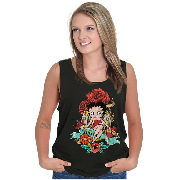 Betty Boop Love Horseshoe Tattoo Women Plus Size Tank Top Brisco Brands 2X