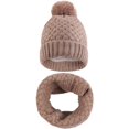 thumbnail image 2 of Winter Women Hat Scarf Set Cable Knit Beanie With Fleece Lined Infinity Ribbed Circle Loop Scarf(Khaki), 2 of 7