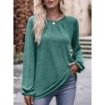 thumbnail image 4 of Camisas de Larga para Mujer, Moda Otoño 2025, Blusas Elegantes e Informales, Blusas Tipo Túnica Plisadas con Cuello Redondo. Verde S, 4 of 10