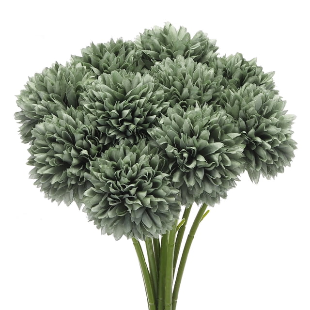 Cabezas de flores artificiales Uxcell Crisantemo Hidrangea Verde Flores Falsas 10Pcs