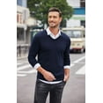 thumbnail image 5 of COOFANDY Men Casual V Neck Sweater Ribbed Knit Slim Fit Long Sleeve Pullover Top, 5 of 7