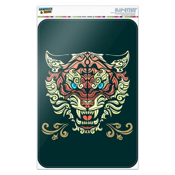 Fierce Snarling Tribal Tiger Oni  Home Business Office Sign