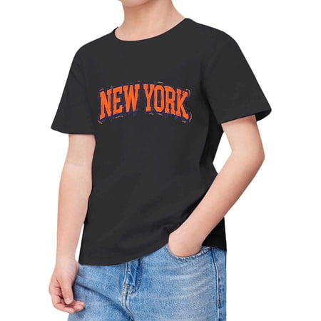 Kiijoy Boys Letter Print Short Sleeve Tshirt Summer Casual Round Neck T-Shirt Sizes 1-10