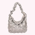 thumbnail image 4 of Bolso Bandolera para Mujer Plisada Nube Bolsos Hombro Bolso Con Cordón (Plata), 4 of 9