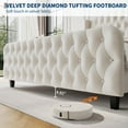thumbnail image 3 of BeesClover51 in Tall Queen Size Bed Frame with Deep Button Tufted Wingback Headboard and Footboard, Velvet Upholstered Platform Bed Frame, No Box Spring Needed, Easy Assemble, 3 of 7