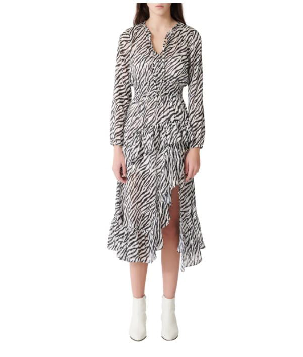 Maje Women's Zebra Print Ribou Long Sleeve Dress, 38 - Walmart.com
