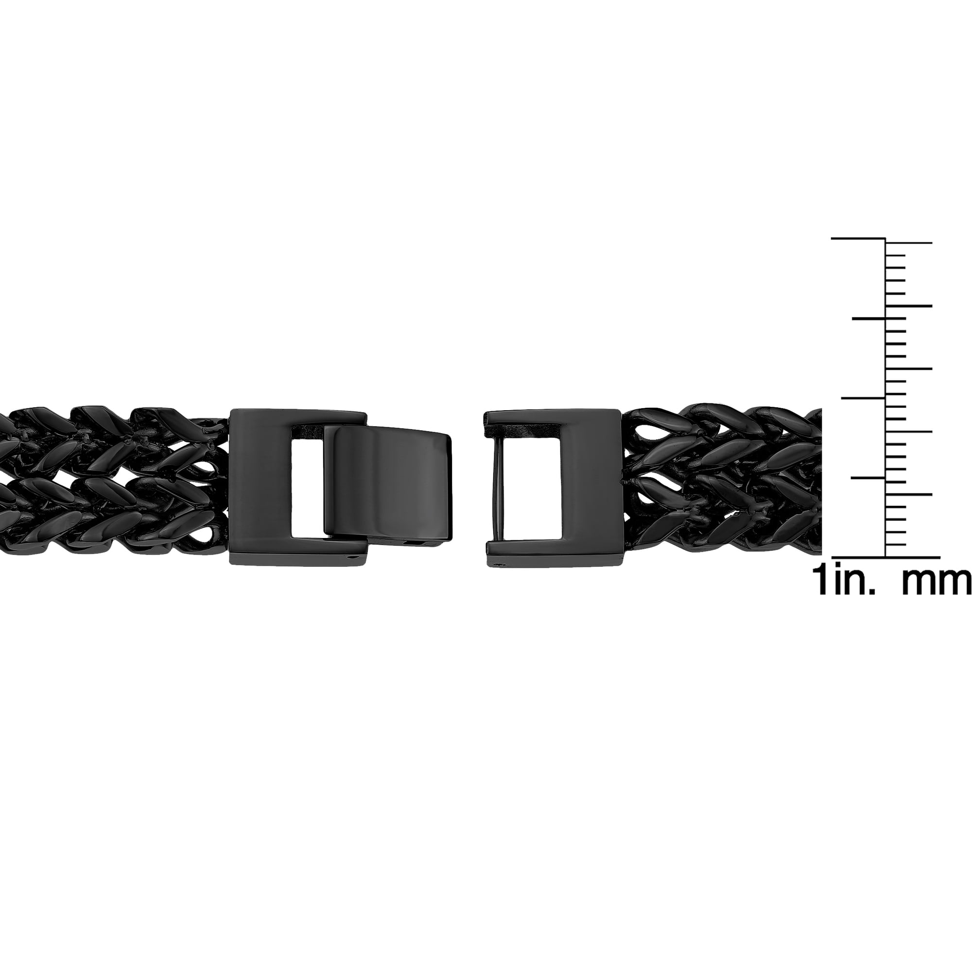 Two Strand Foxtail Bracelet for Men in Stainless Steel with Black Ion Plating - 8.25 Inches Long 12 MM Wide with Fold Over Clasp