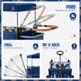 thumbnail image 5 of EVER ADVANCED Side-Unzip Wagon Stroller for 2 Kids, Push Pull Stroller with Adjustable Handle, Easy Access Zipper Door, 5-Point Harness, UV-Protection Canopy Shock-Absorbing Wheels, Fox Printing, 5 of 5