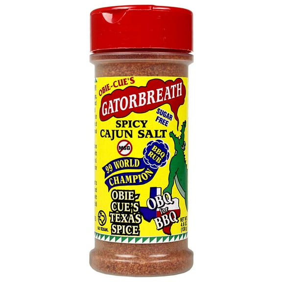Obie Cue's Gatorbreath Spicy Cajun Salt Seasoning Gluten MSG Free 4.6 Oz Bottle