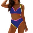 thumbnail image 3 of Goodtrade8 High Waisted Two Piece Bathing Suit for Women Bikini Swim Color Block Sporty Beach Swimsuits Tops, 3 of 9