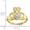 thumbnail image 4 of 10K Yellow With Rhodium & Claddagh Ring (Size 6) Made In United States 10c1270, 4 of 6
