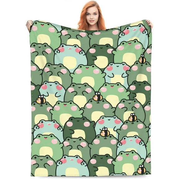 Frog Blanket Super Soft Warm Animal Flannel Throw Blankets for Boys Girls Adults Lovers for Couch Sofa Bed Office Gifts (60"x50")